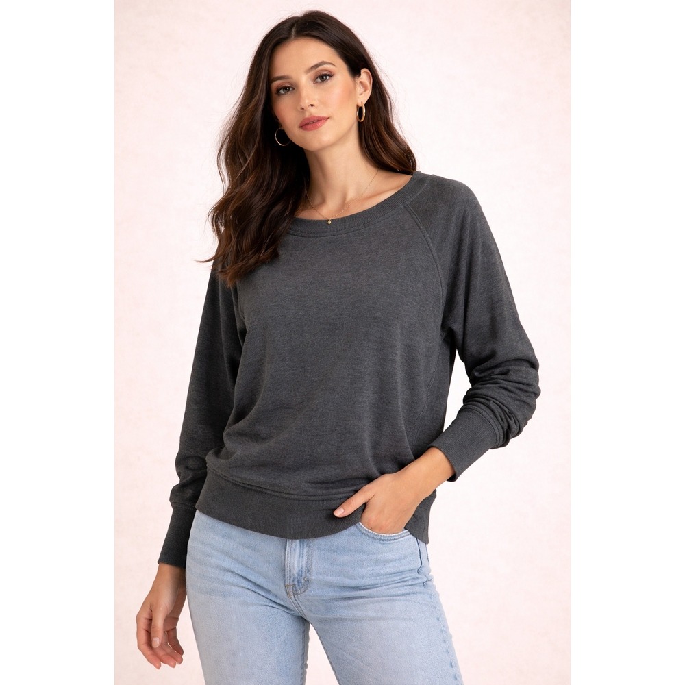 We The‎ Free Gray Long Sleeve Pullover Sweatshirt Cozy Oversized Lounge Top M